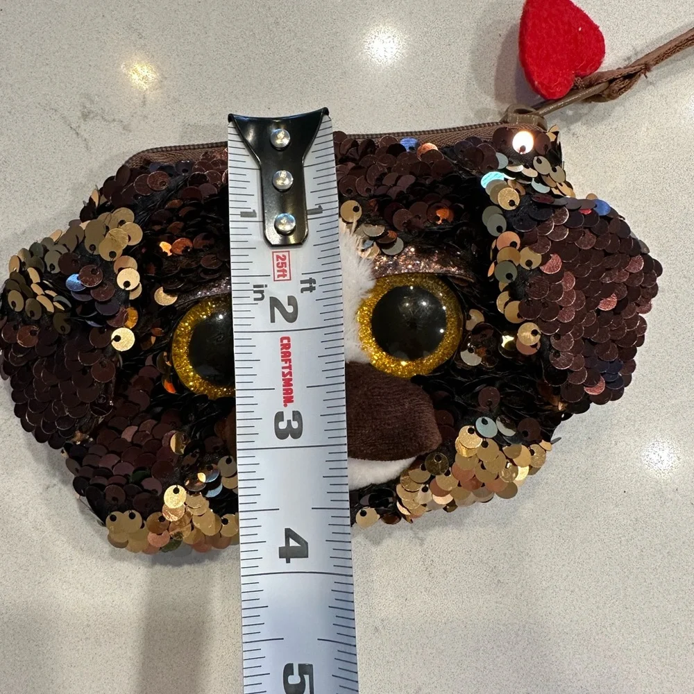 Ty Beanie Babies ‘Brutus’ Dog Brown Sequin Wristlet/Coin Purse